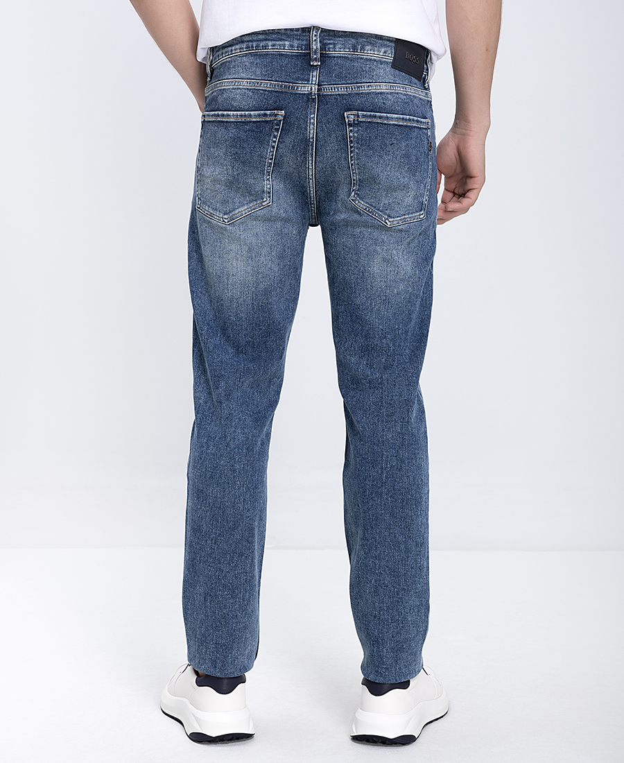 Boss Ανδρικό Παντελόνι Jean Με Washed Denim Όψη Straight Fit φωτογραφία