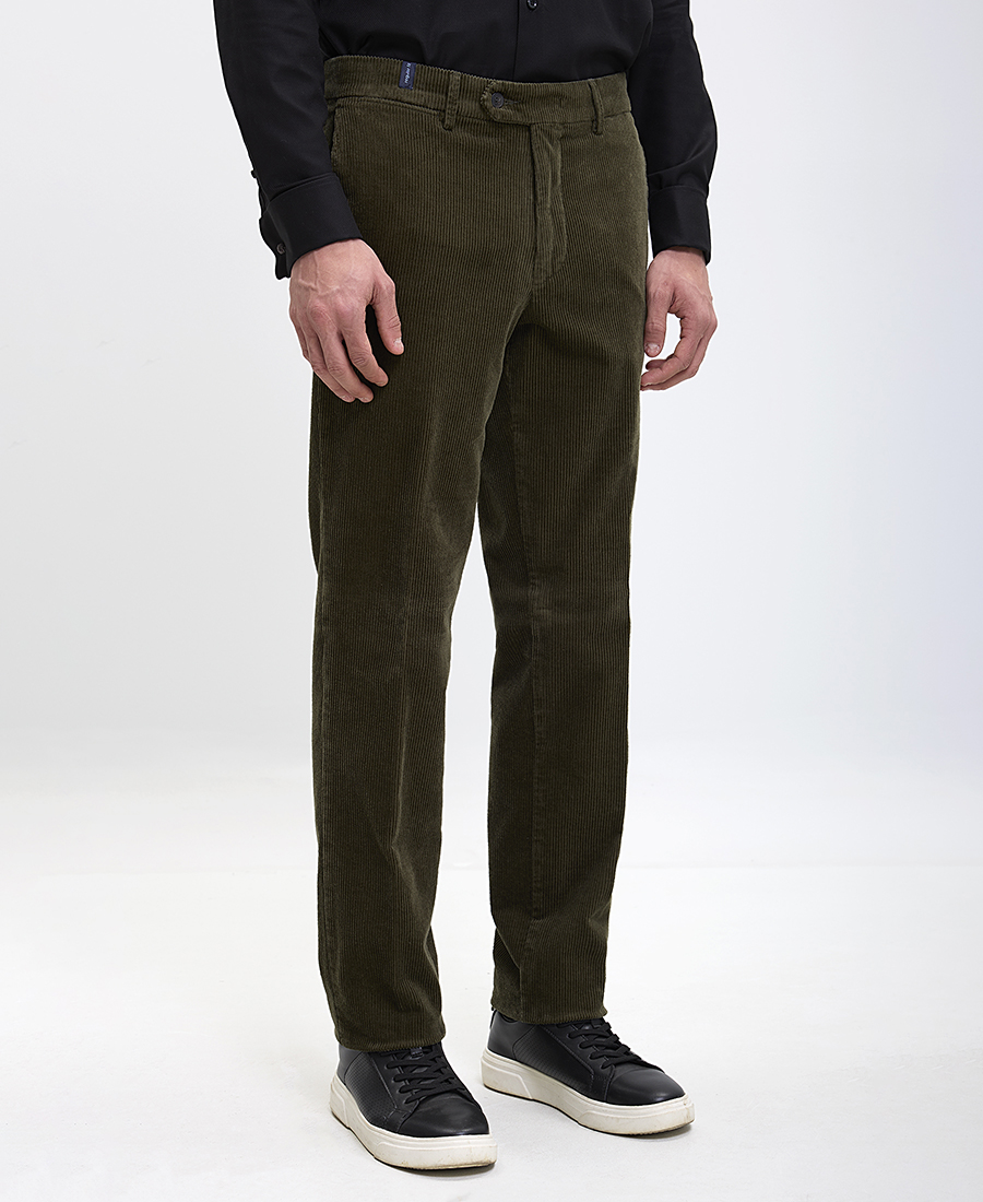 Kaiserhoff Kaiserhoff Ανδρικό Παντελόνι Κοτλέ Βαμβακερό Regular Fit Σκούρο Πράσινο
