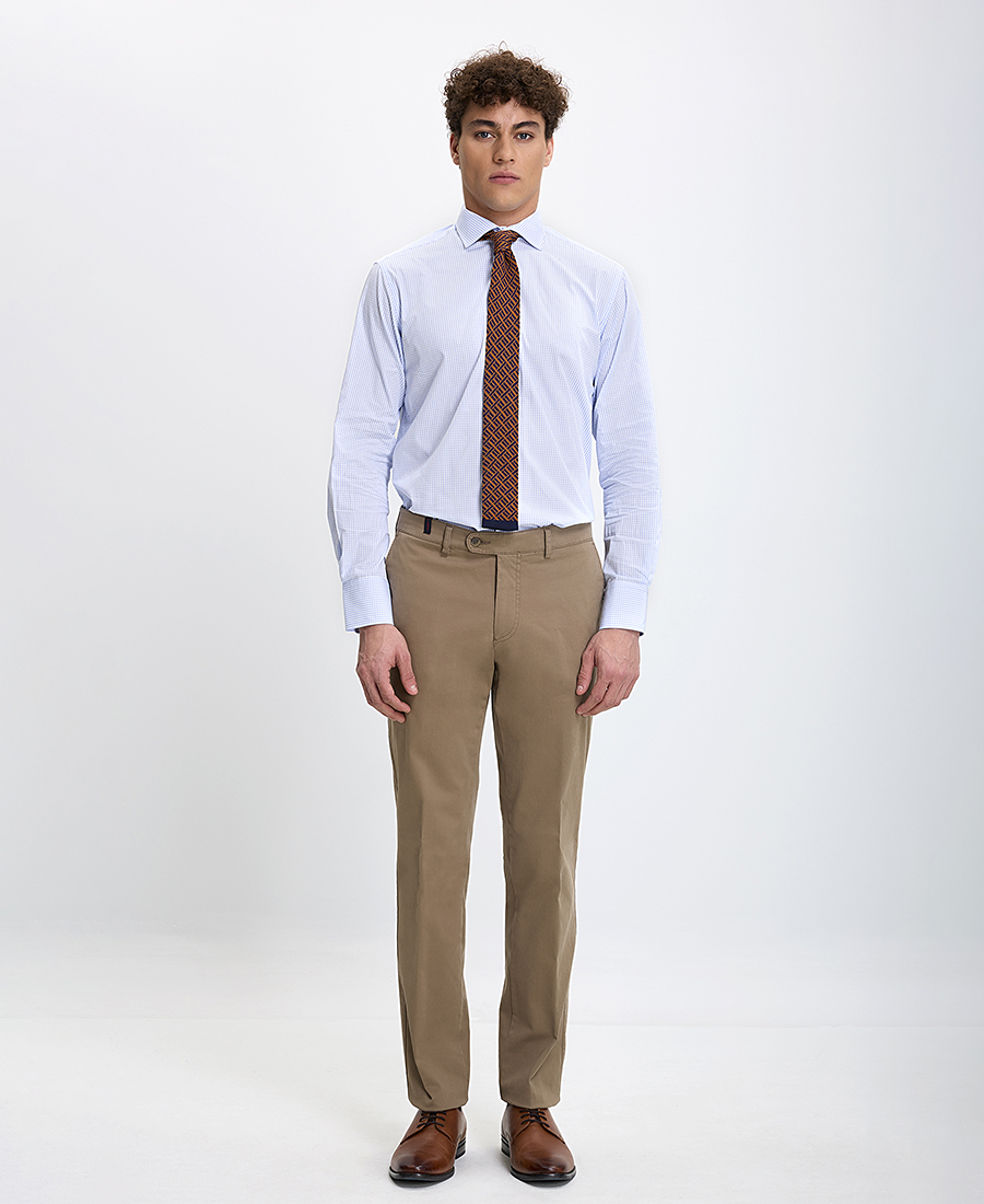 Vardas Ανδρικό Παντελόνι Chinos Βαμβακερό Slim Fit σε Μπεζ φωτογραφία