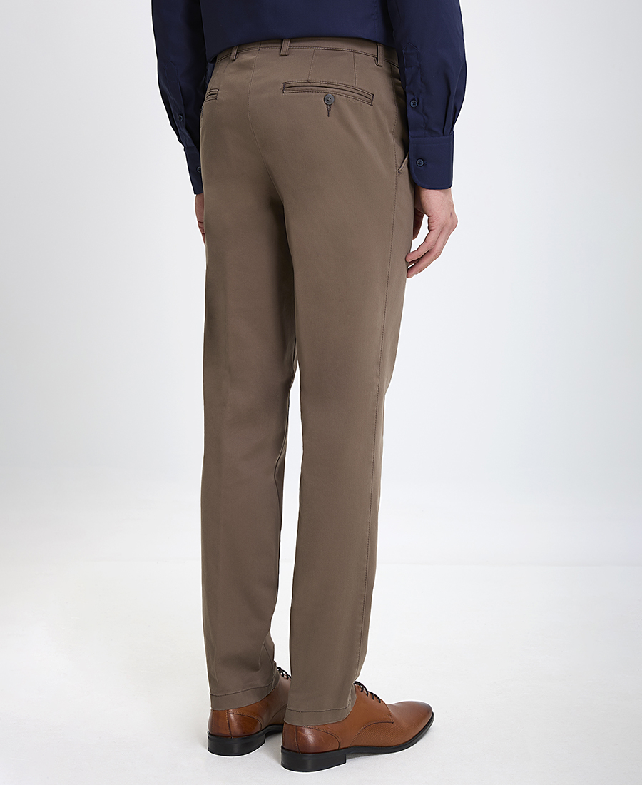 Vardas Ανδρικό Παντελόνι Chinos Βαμβακερό Slim Fit σε Σκούρο Μπεζ φωτογραφία