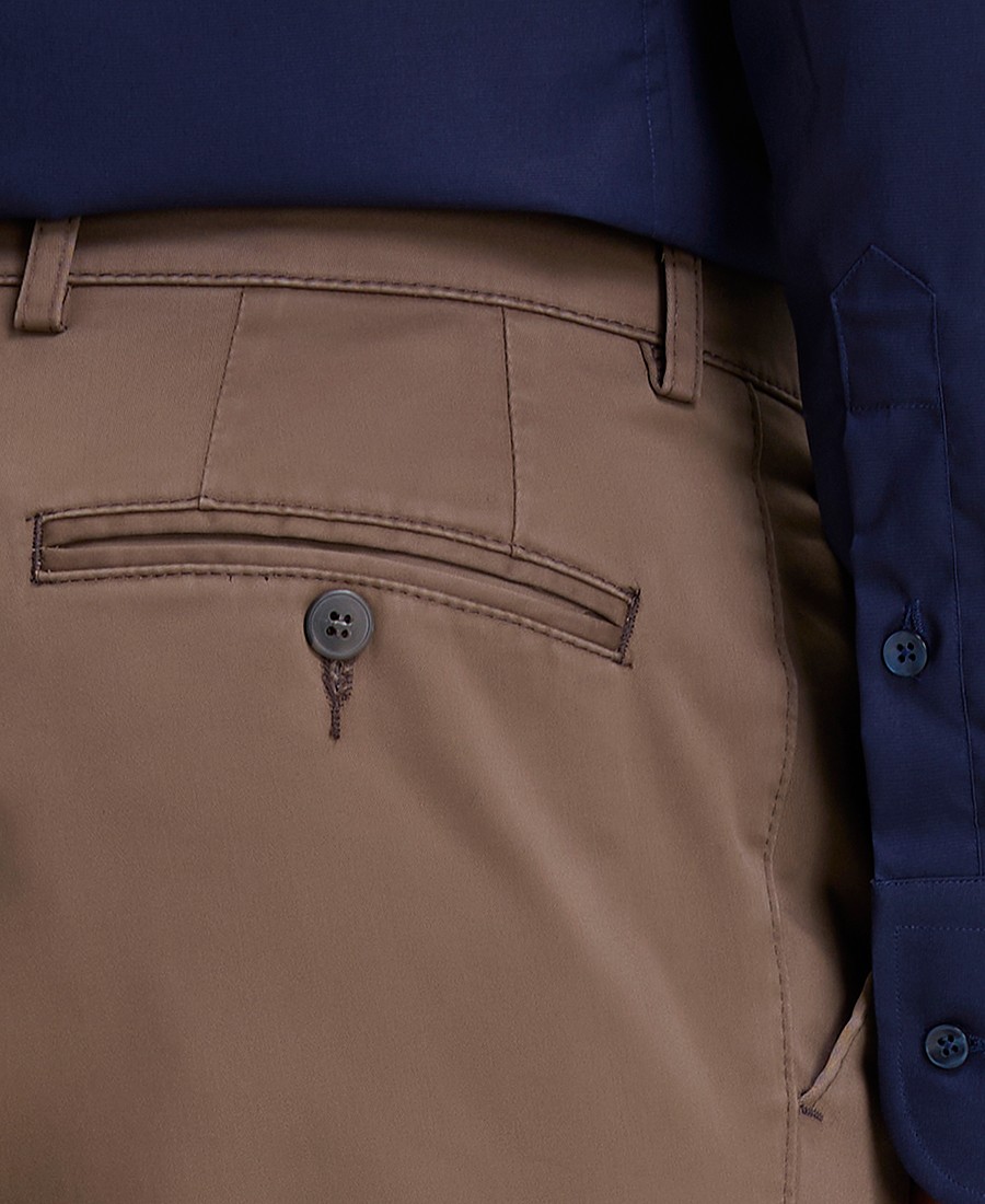 Vardas Ανδρικό Παντελόνι Chinos Βαμβακερό Slim Fit σε Σκούρο Μπεζ φωτογραφία