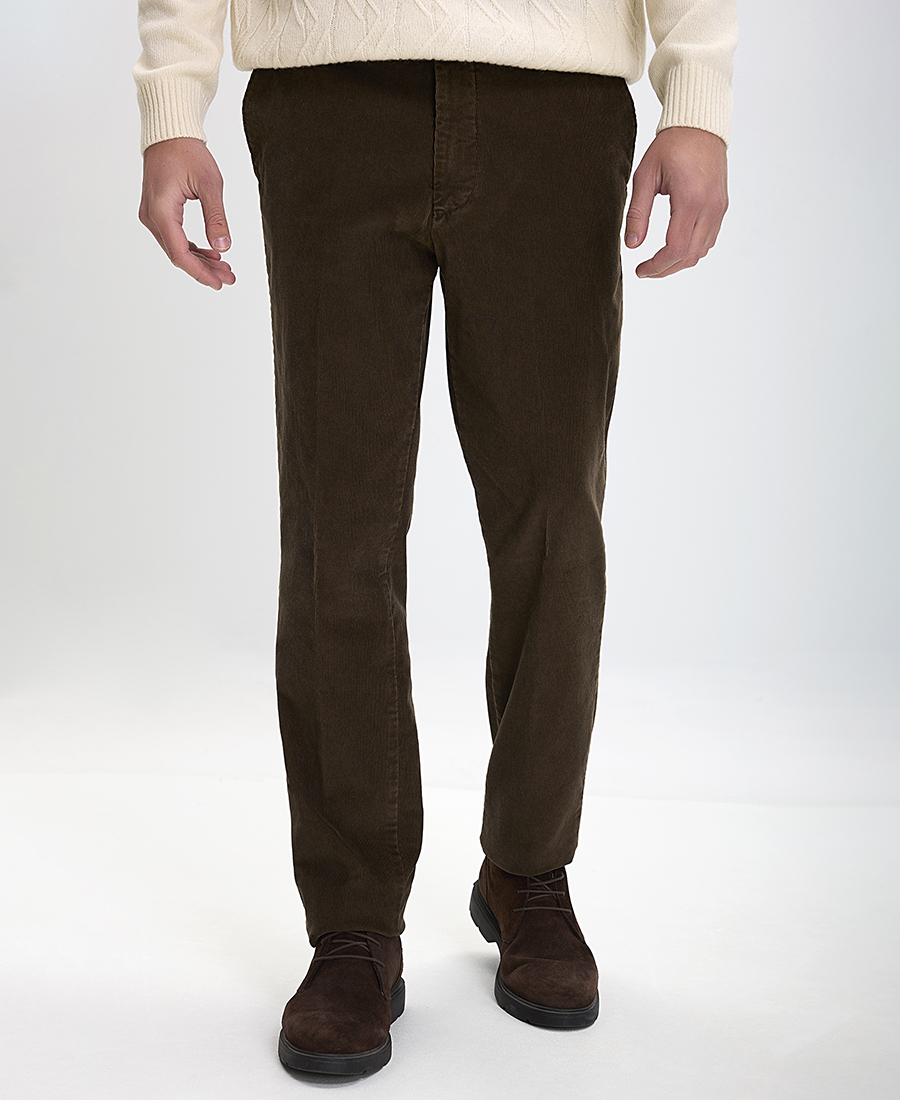 Hd X Vardas HD x Vardas Ανδρικό Κοτλέ Παντελόνι Slim Fit σε Καφέ