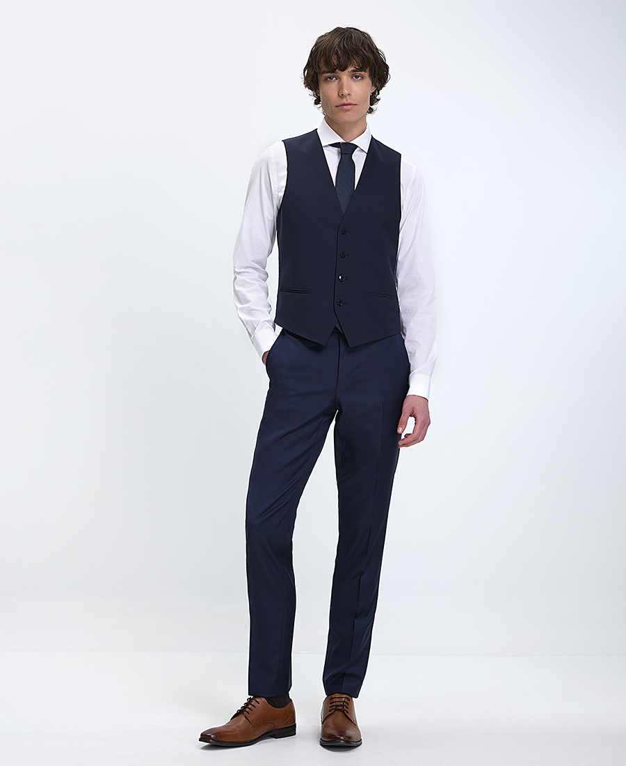 Boss Ανδρικό Γιλέκο Slim Fit Με Κουμπιά Και Τσέπες Navy φωτογραφία