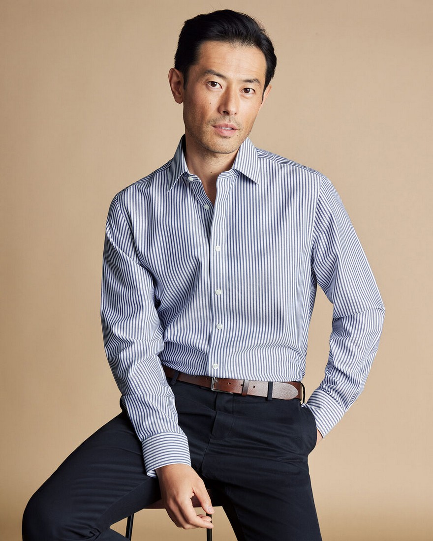 Charles Tyrwhitt Πουκάμισο Royal Oxford Non Iron σε Μπλε Ρίγα φωτογραφία