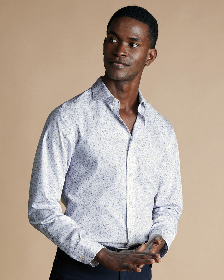 Charles Tyrwhitt Charles Tyrwhitt Πουκάμισο Leaf Printed Non Iron σε Μπλε Ανοιχτό