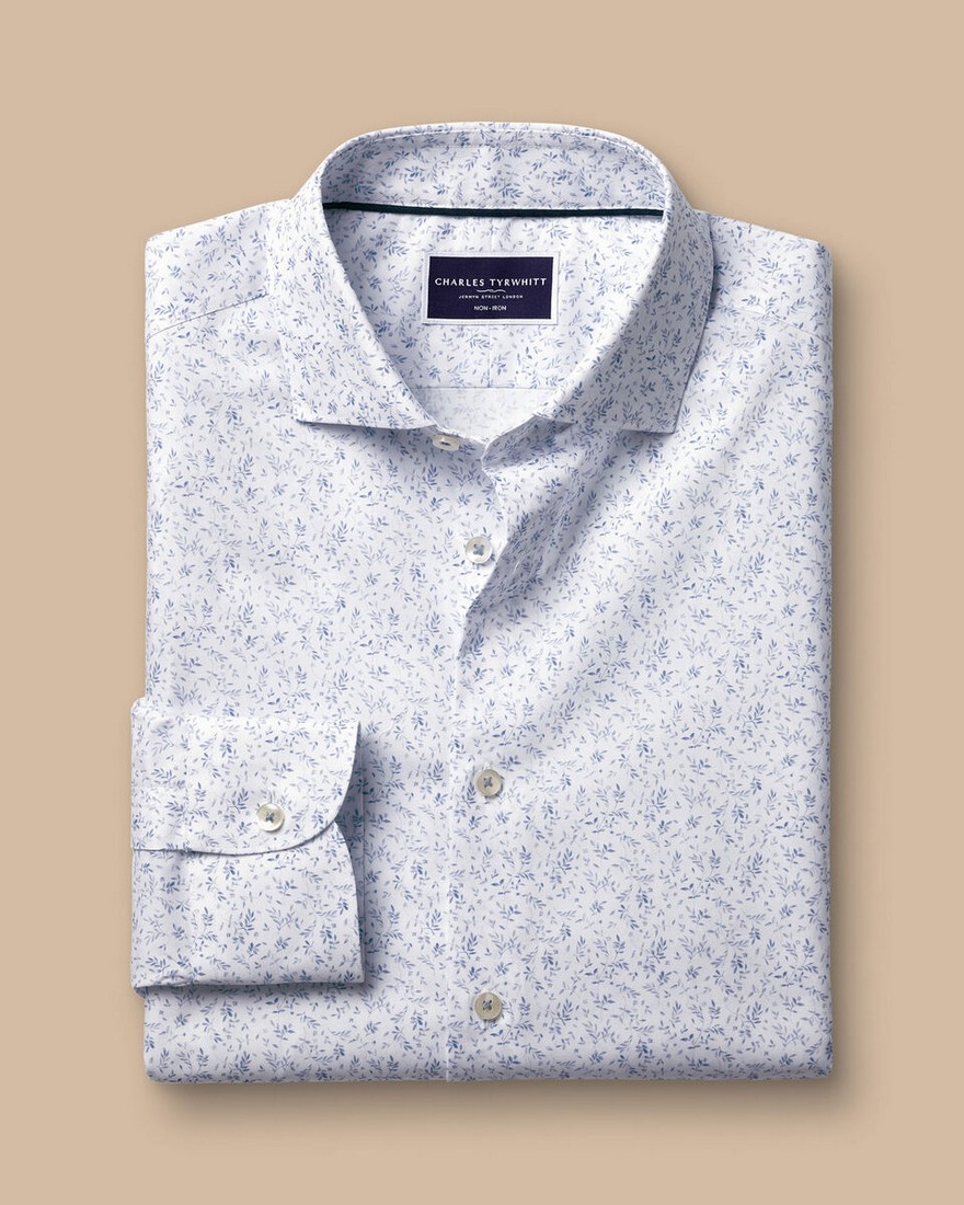 Charles Tyrwhitt Πουκάμισο Leaf Printed Non Iron σε Μπλε Ανοιχτό φωτογραφία