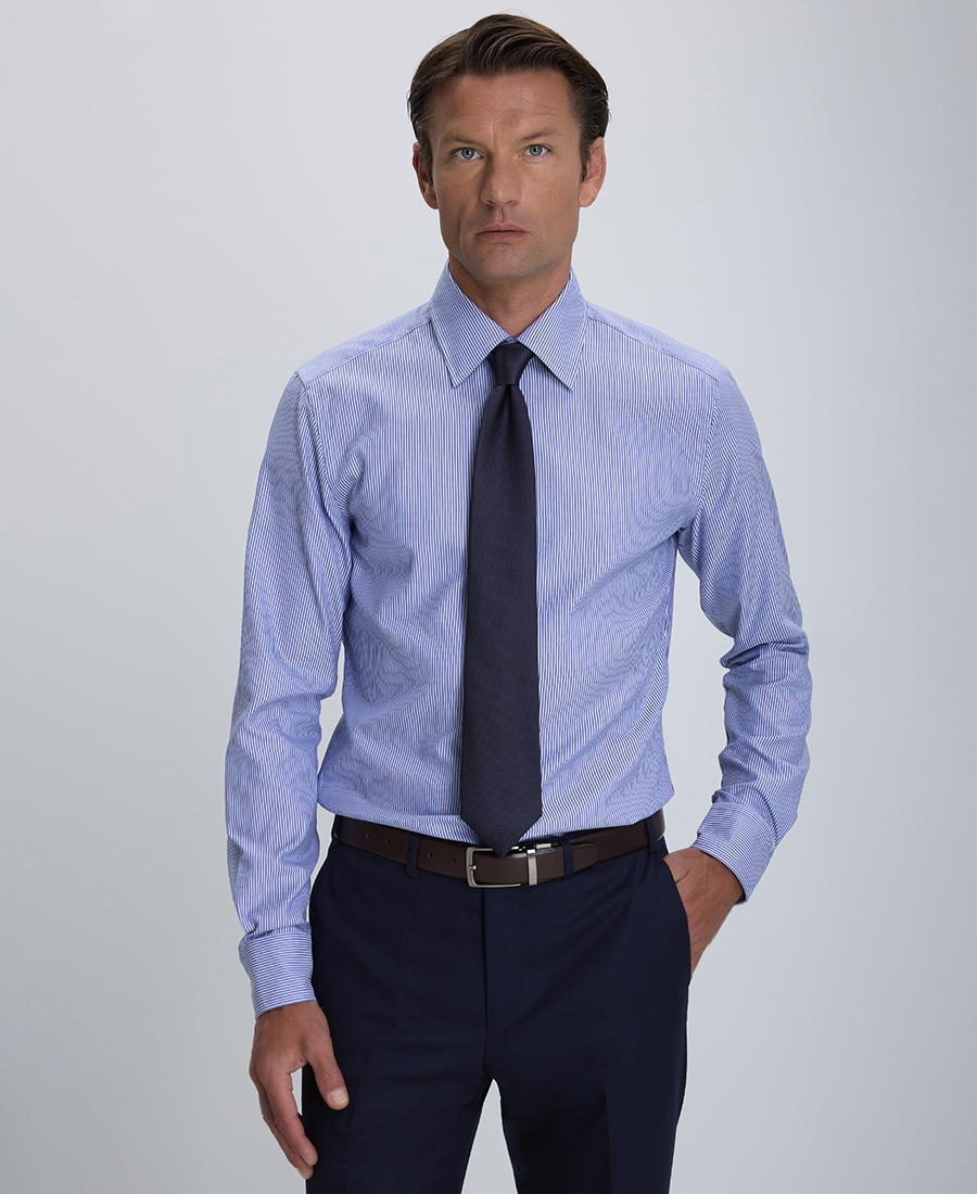 Boss Ανδρικό Πουκάμισο Βαμβακερό Rex Slim Fit σε Μπλε