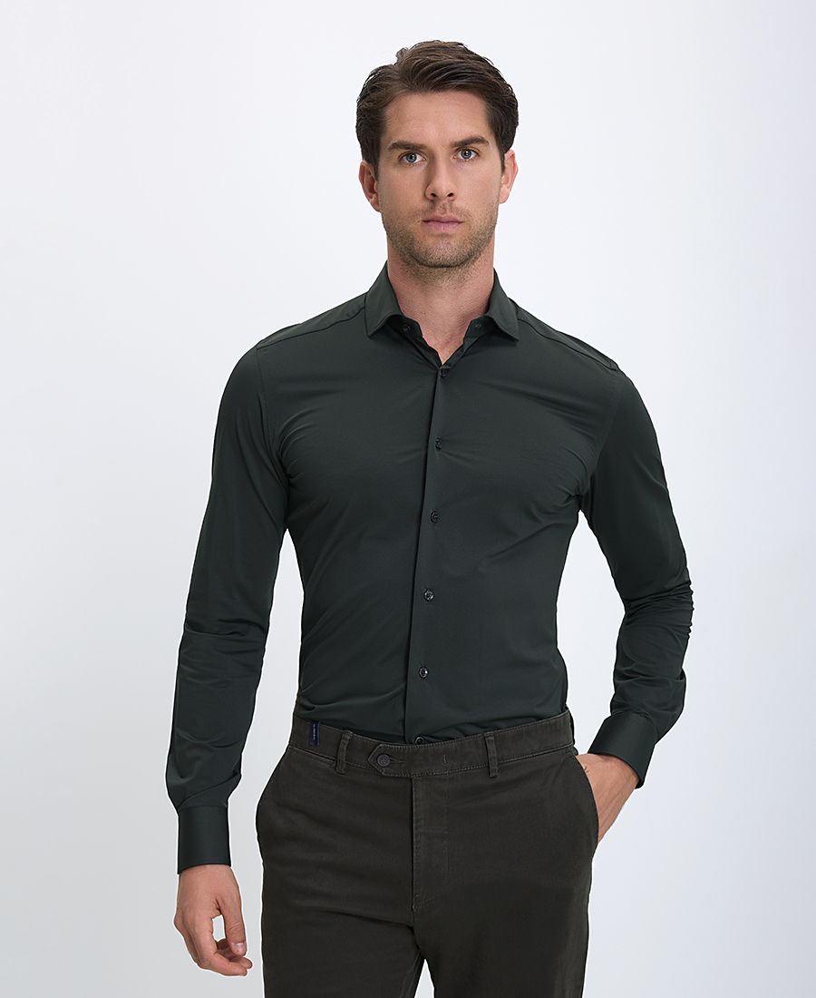 Xacus Xacus Ανδρικό Πουκάμισο Active Non Iron με Semi Rex Γιακά Slim Fit