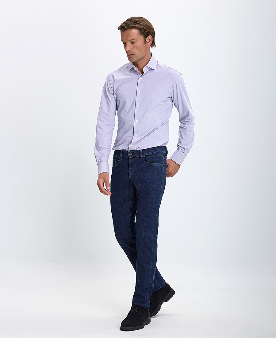 Xacus Ανδρικό Πουκάμισο Active Non Iron Ριγέ με Semi Rex Γιακά Slim Fit φωτογραφία
