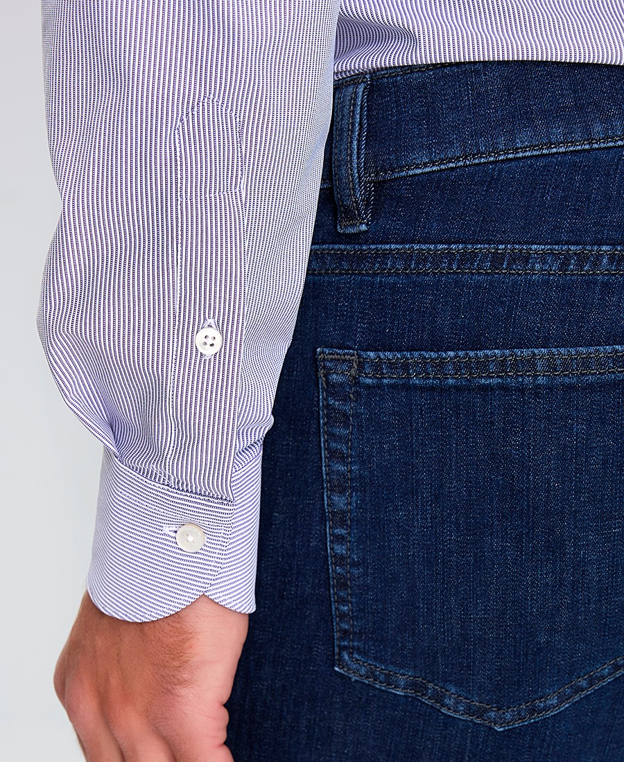 Xacus Ανδρικό Πουκάμισο Active Non Iron Ριγέ με Semi Rex Γιακά Slim Fit φωτογραφία