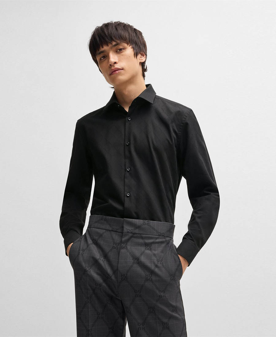 Hugo Ανδρικό Πουκάμισο Στενή Γραμμή Βαμβακερό