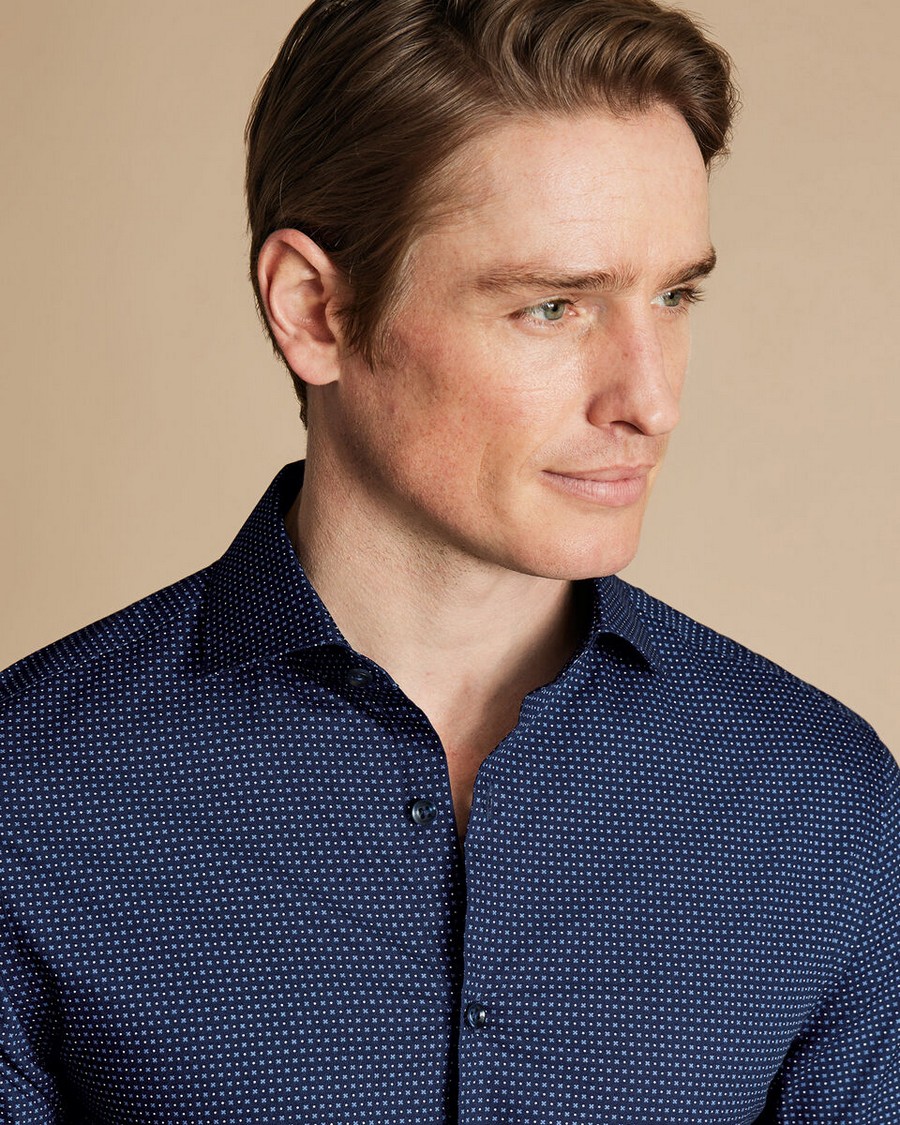 Charles Tyrwhitt Ανδρικό Πουκάμισο Non Iron Semi Rex με Γεωμετρικά Σχέδια Slim Fit φωτογραφία