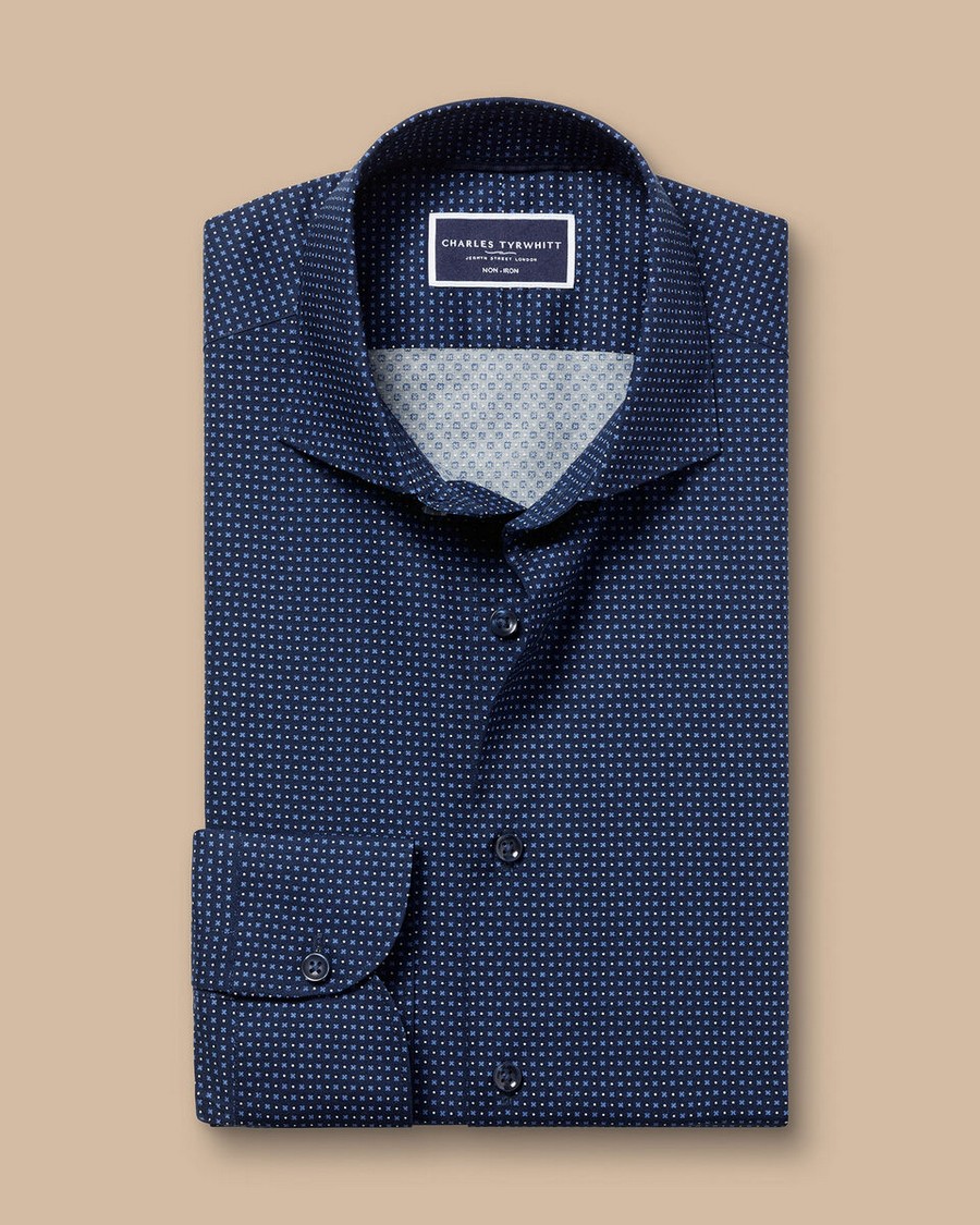 Charles Tyrwhitt Ανδρικό Πουκάμισο Non Iron Semi Rex με Γεωμετρικά Σχέδια Slim Fit φωτογραφία