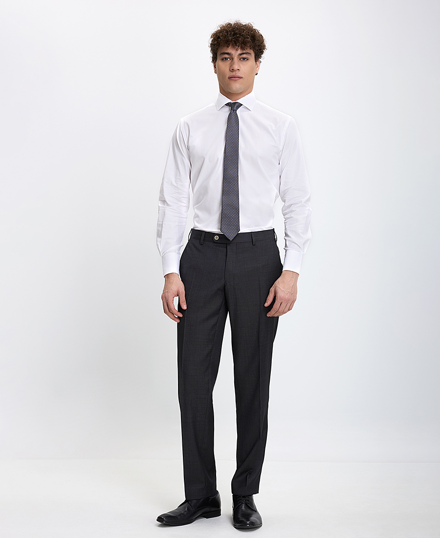 Kaiser Hoff Ανδρικό Βαμβακερό Πουκάμισο Semi Rex Slim Fit σε Ψαροκόκαλο φωτογραφία