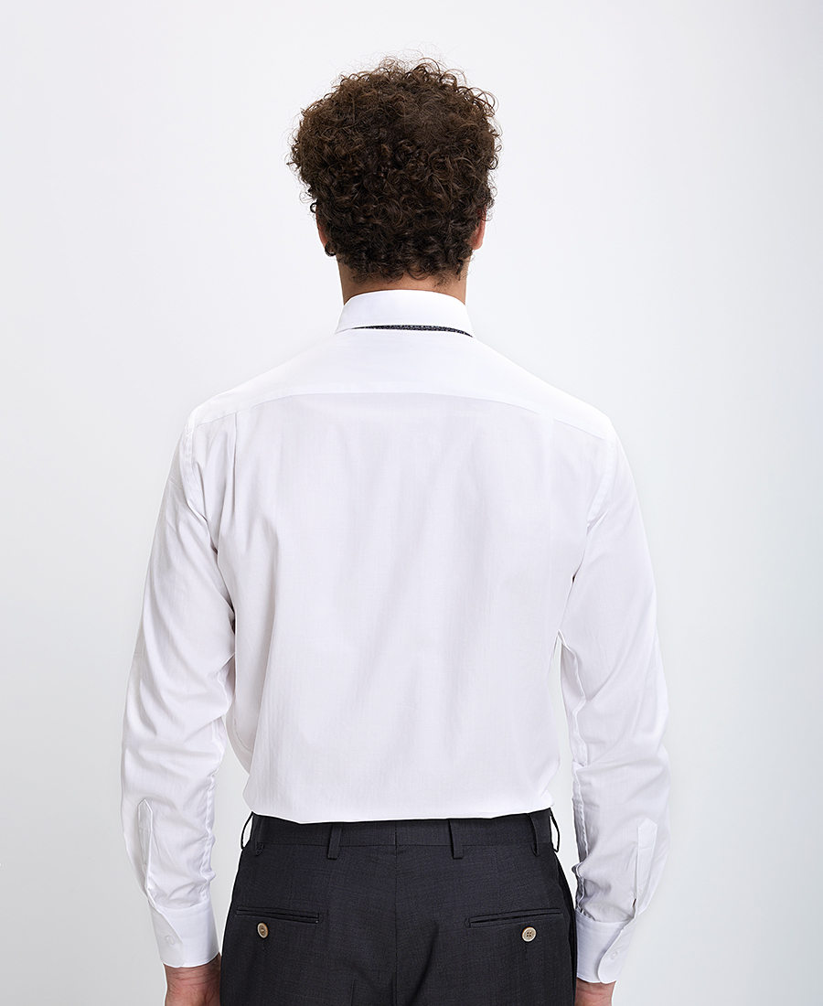 Kaiser Hoff Ανδρικό Βαμβακερό Πουκάμισο Semi Rex Slim Fit σε Ψαροκόκαλο φωτογραφία