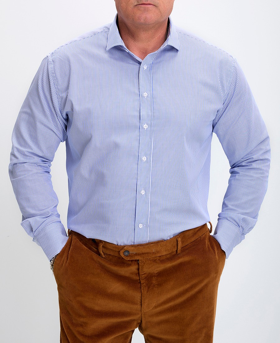 Kaiserhoff Kaiserhoff Ανδρικό Ριγέ Πουκάμισο Non Iron Semi Rex Slim Fit