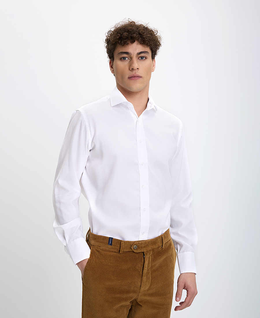 Kaiserhoff Kaiser Hoff Ανδρικό Πουκάμισο Oxford Non Iron Semi Rex Slim Fit σε Λευκό