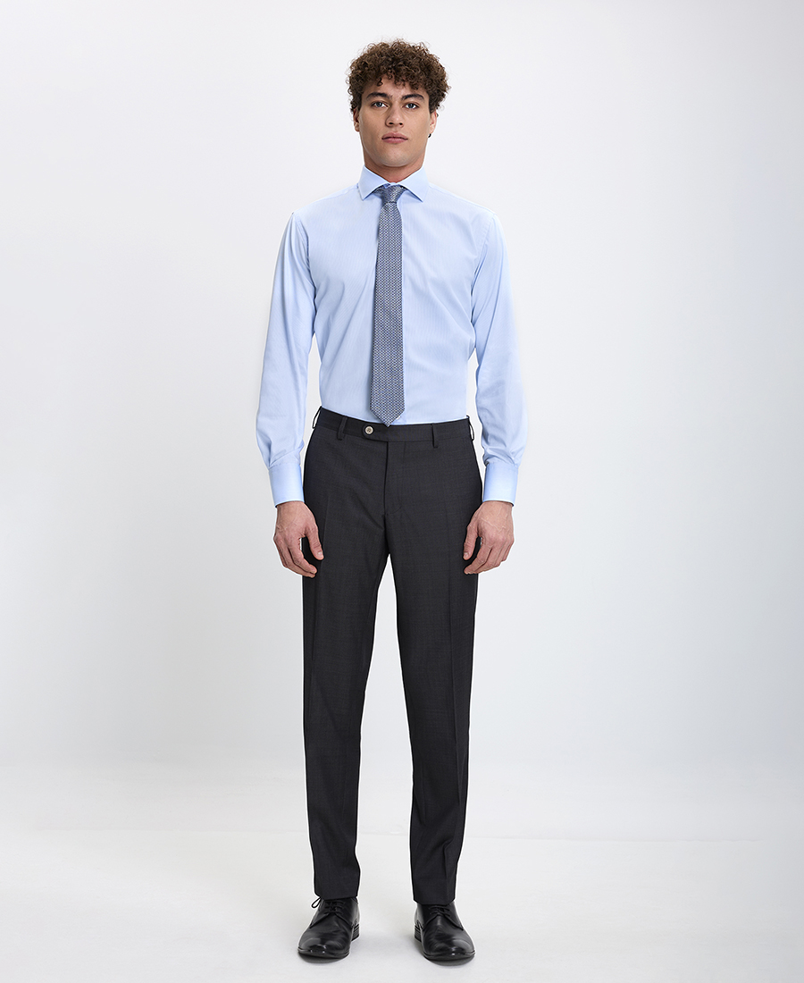 Kaiserhoff Ανδρικό Πουκάμισο Βαμβακερό με Λεπτές Ρίγες Semi Rex Γιακά Slim Fit φωτογραφία