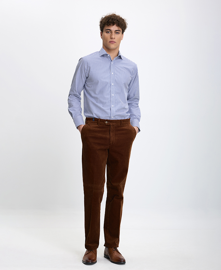 Kaiser Hoff Ανδρικό Πουκάμισο Semi Rex Slim Fit σε Μπλε Ριγέ φωτογραφία
