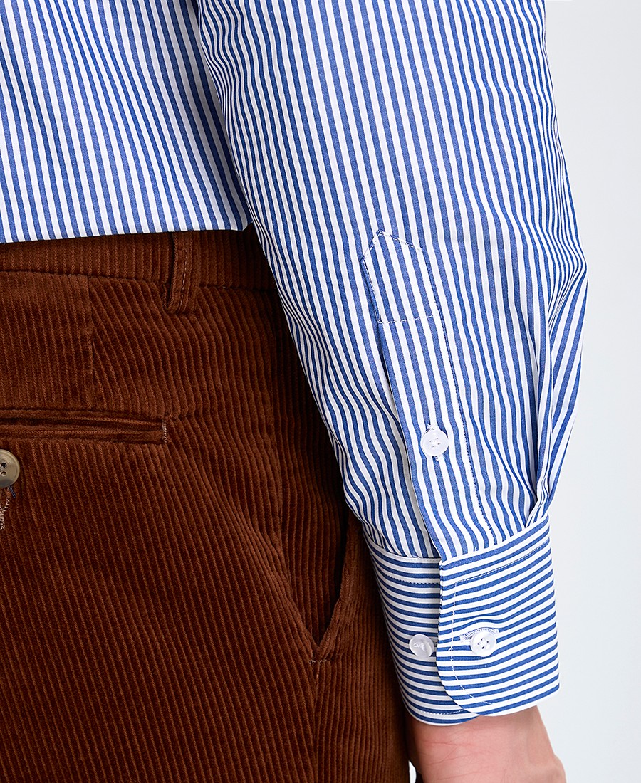 Kaiser Hoff Ανδρικό Πουκάμισο Semi Rex Slim Fit σε Μπλε Ριγέ φωτογραφία