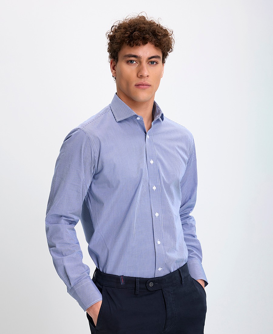 Kaiserhoff Kaiser Hoff Ανδρικό Πουκάμισο Semi Rex Slim Fit Βαμβακερό με Καρό Μοτίβο