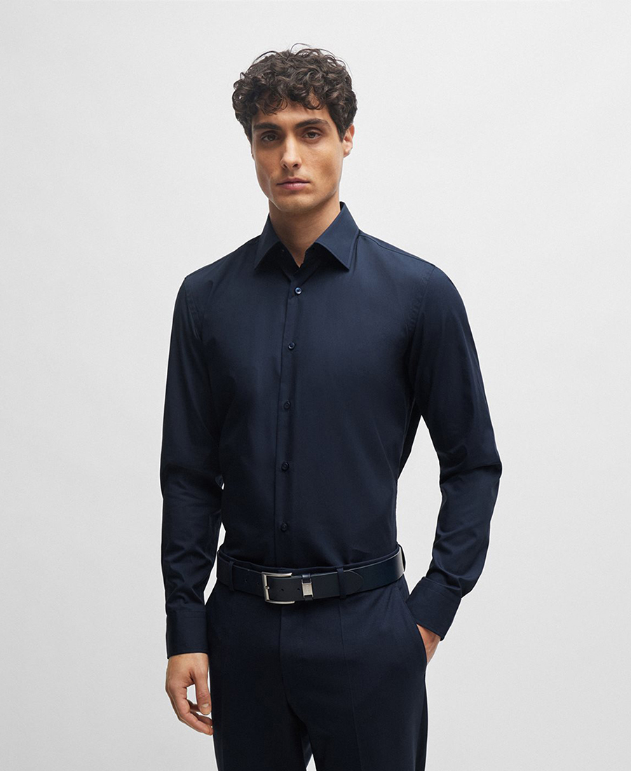 Boss Boss Ανδρικό Πουκάμισο Ποπλίνα Easy Iron σε Slim Fit