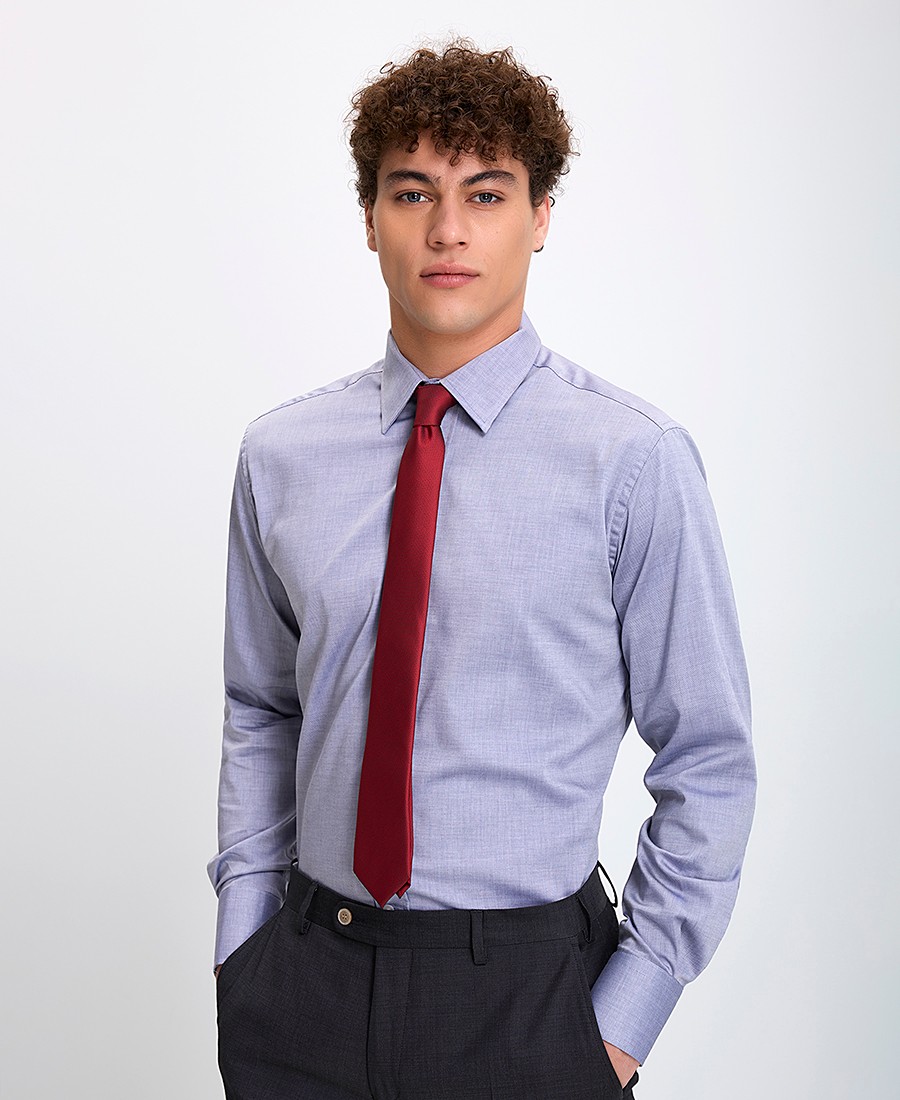 Vardas Ανδρικό Πουκάμισο Twill Easy Care Classic Fit σε Μπλε