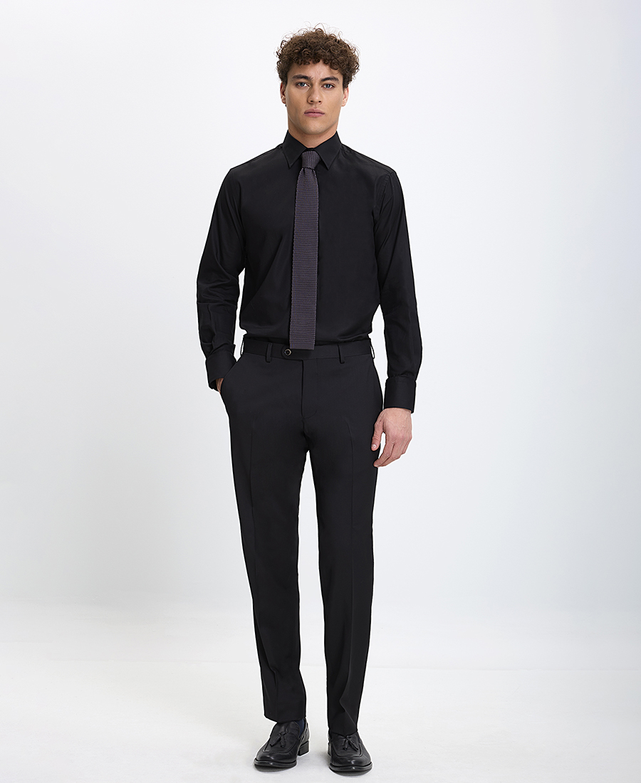Vardas Ανδρικό Πουκάμισο από Βαμβάκι Classic Fit σε Μαύρο φωτογραφία