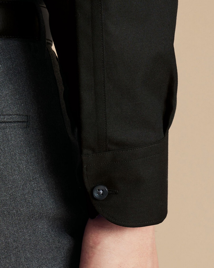 Charles Tyrwhitt Ανδρικό Πουκάμισο Non Iron Semi Rex Γιακά Slim Fit σε Μαύρο φωτογραφία