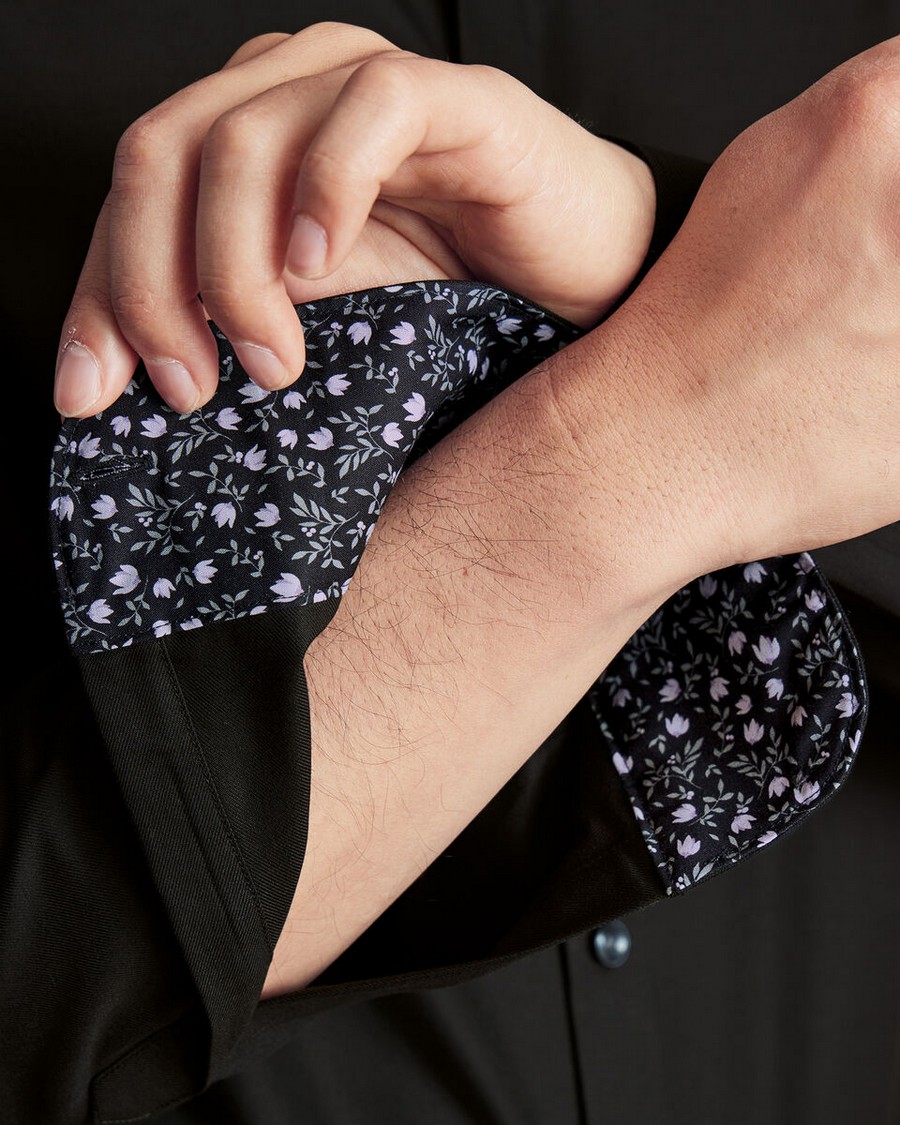 Charles Tyrwhitt Ανδρικό Πουκάμισο Non Iron Semi Rex Γιακά Slim Fit σε Μαύρο φωτογραφία