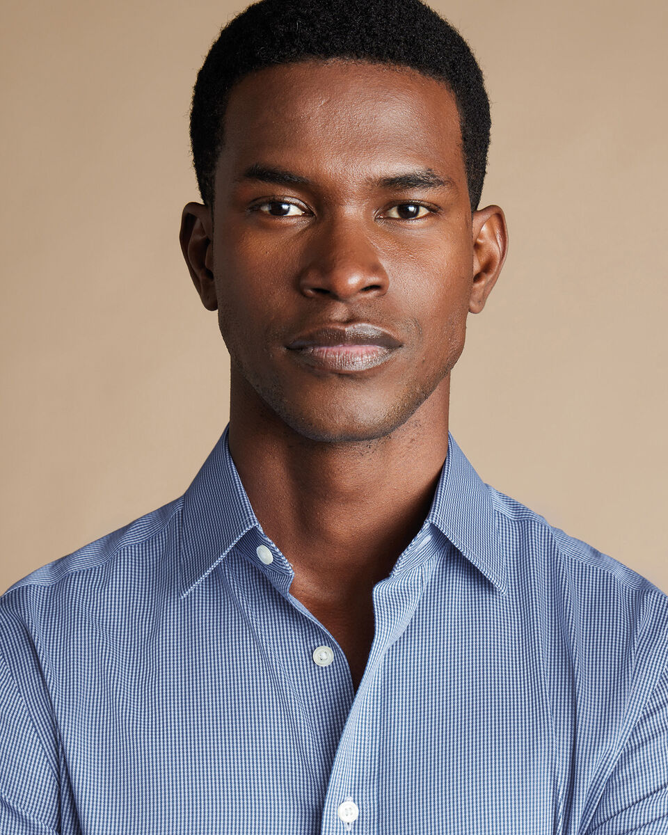 Charles Tyrwhitt Ανδρικό Πουκάμισο Non Iron Puppytooth Slim Fit σε Μπλε φωτογραφία