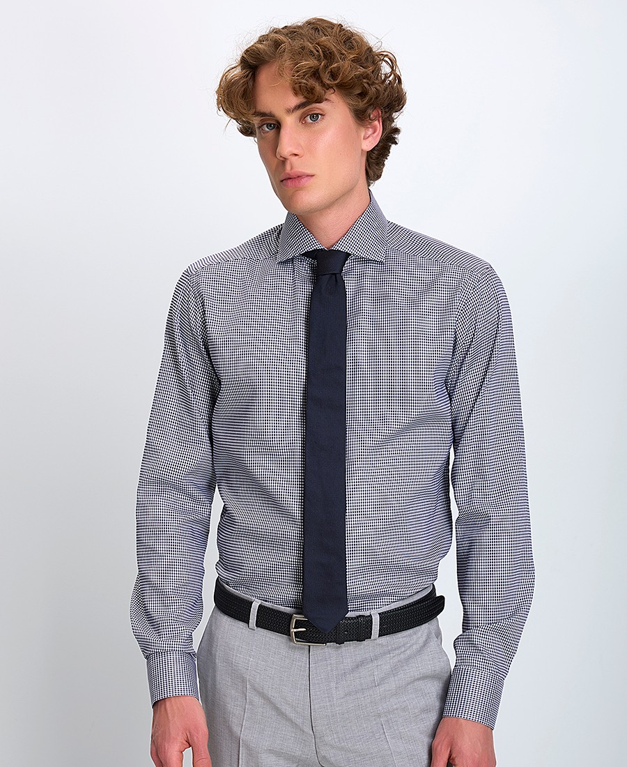 Eton Ανδρικό Πουκάμισο Regular Fit Βαμβάκι Καρό Μπλέ