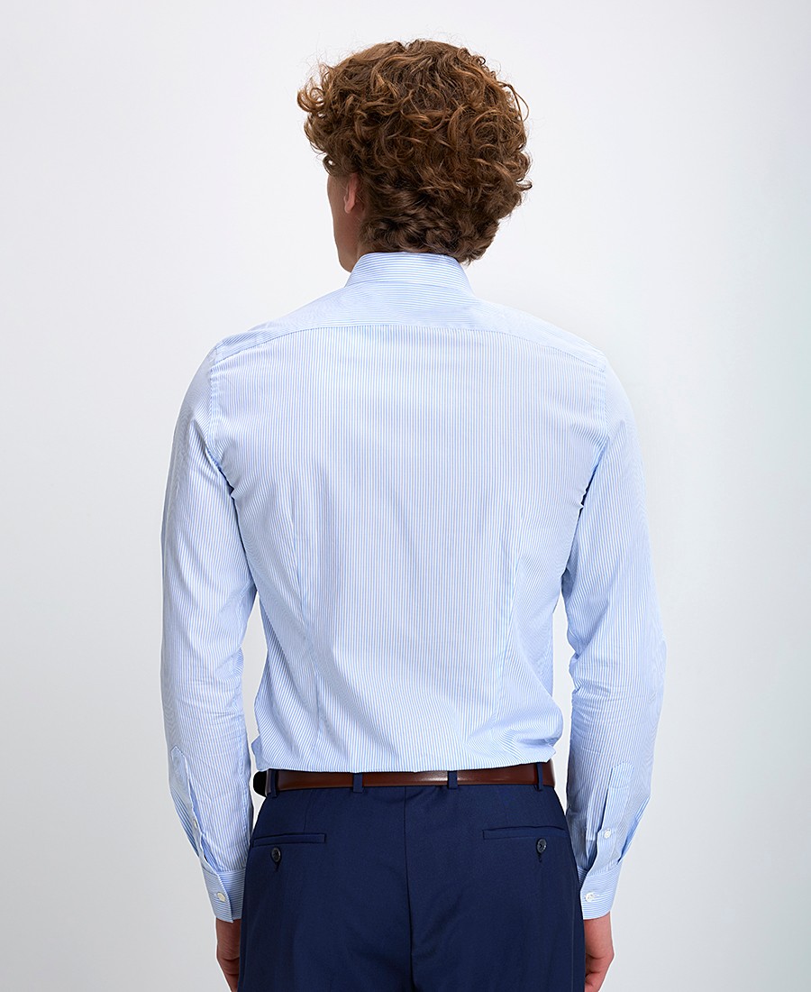 Corneliani Ανδρικό Πουκάμισο Slim Fit 100% Βαμβάκι Ριγέ Γαλάζιο φωτογραφία