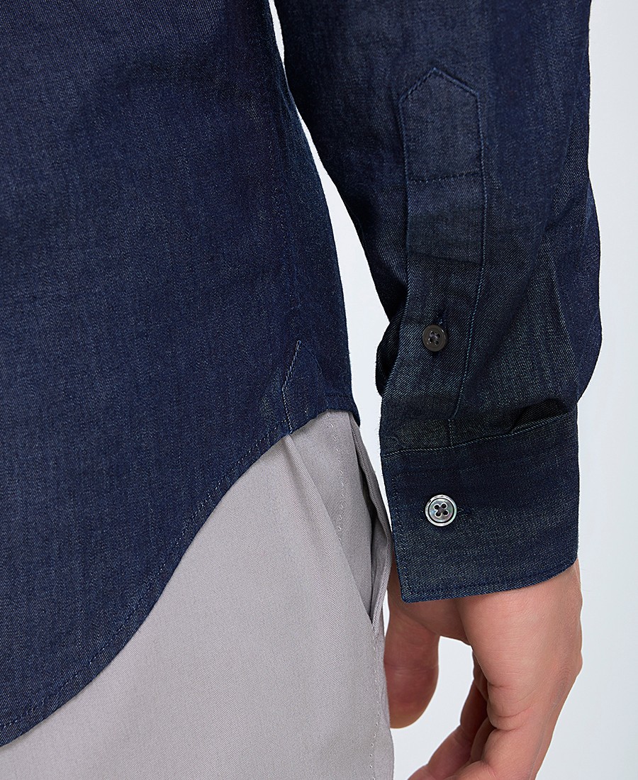 CC Collection Corneliani Ανδρικό Πουκάμισο Βαμβακερό με Γιακά Semi Rex Modern Fit σε Μπλε φωτογραφία