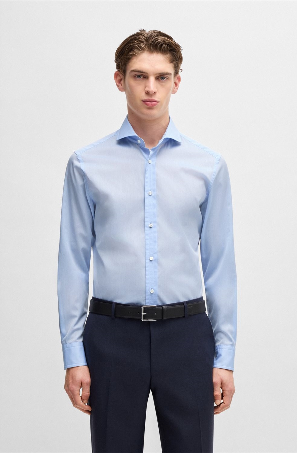 Boss Ανδρικό Πουκάμισο από Ιταλικό Βαμβάκι με Spread Γιακά