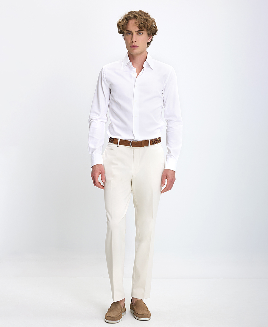 Boss Ανδρικό Πουκάμισο Slim Fit Βαμβακερό Λευκό φωτογραφία