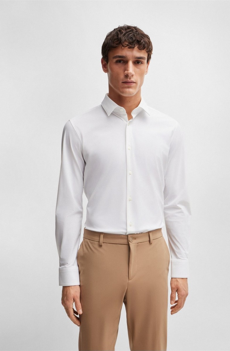 Boss Boss Ανδρικό Πουκάμισο Slim Fit Από Ελαστικό Ύφασμα Με Γιακά Kent