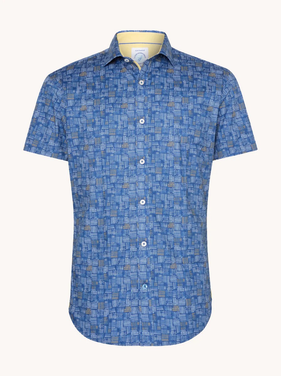 A Fish named Fred Ανδρικό Πουκάμισο Κοντομάνικο με Γραμμικό Μοτίβο Regular Fit φωτογραφία