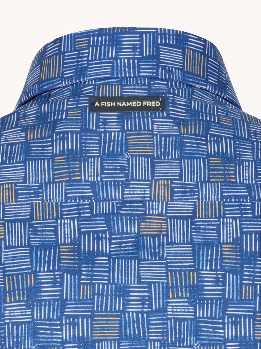A Fish named Fred Ανδρικό Πουκάμισο Κοντομάνικο με Γραμμικό Μοτίβο Regular Fit φωτογραφία
