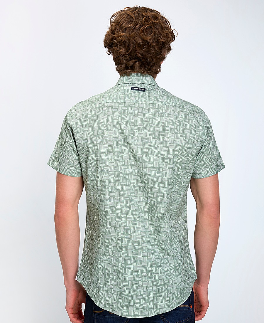 A Fish named Fred Ανδρικό Πουκάμισο Κοντομάνικο με Γραμμικό Μοτίβο Regular Fit φωτογραφία