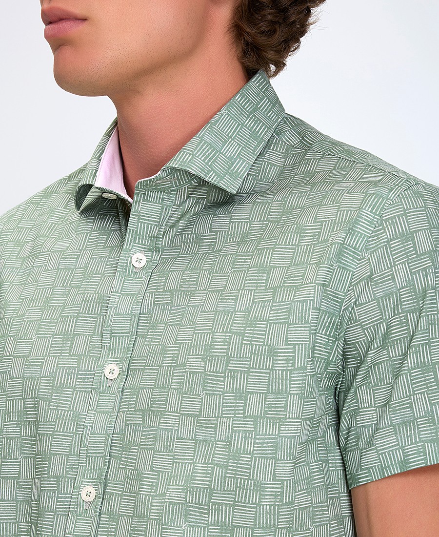 A Fish named Fred Ανδρικό Πουκάμισο Κοντομάνικο με Γραμμικό Μοτίβο Regular Fit φωτογραφία