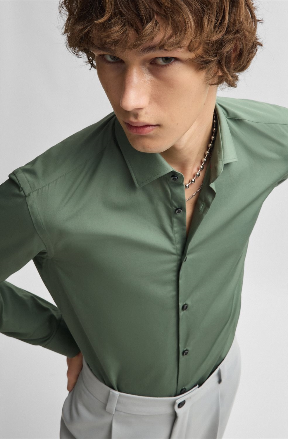 Hugo Ανδρικό Πουκάμισο από Βαμβακερή Ποπλίνα Easy-Iron με Kent Γιακά Slim Fit φωτογραφία