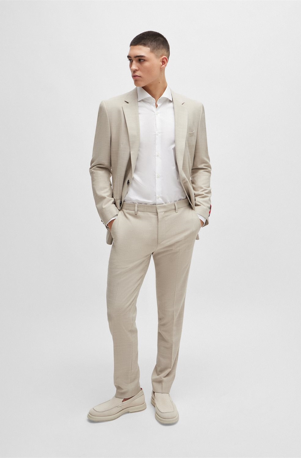 Hugo Ανδρικό Πουκάμισο Βαμβακερό Μονόχρωμο Slim Fit σε Λευκό φωτογραφία
