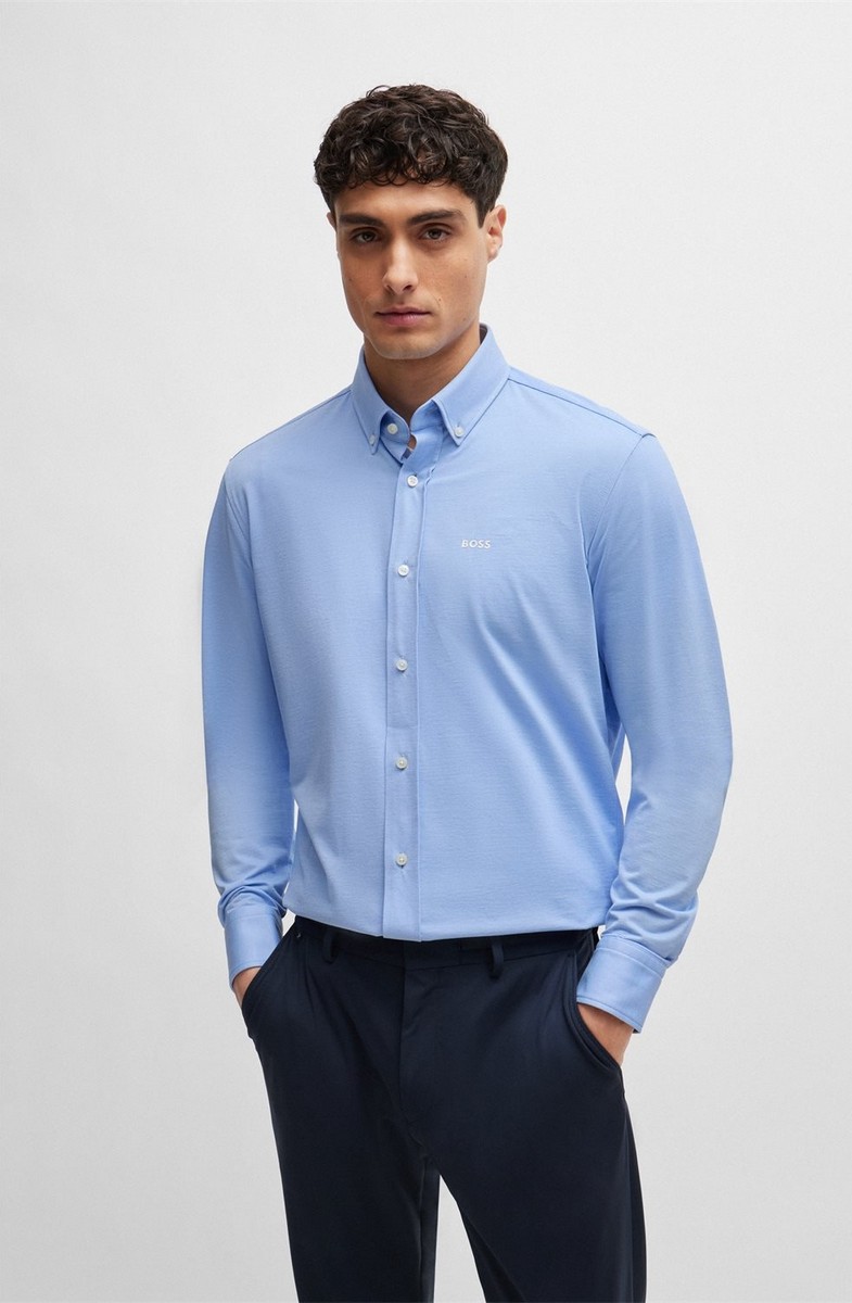 Boss Ανδρικό Πουκάμισο Regular Fit Από Βαμβάκι Και Πολυεστέρα Με Κεντημένο Λογότυπο