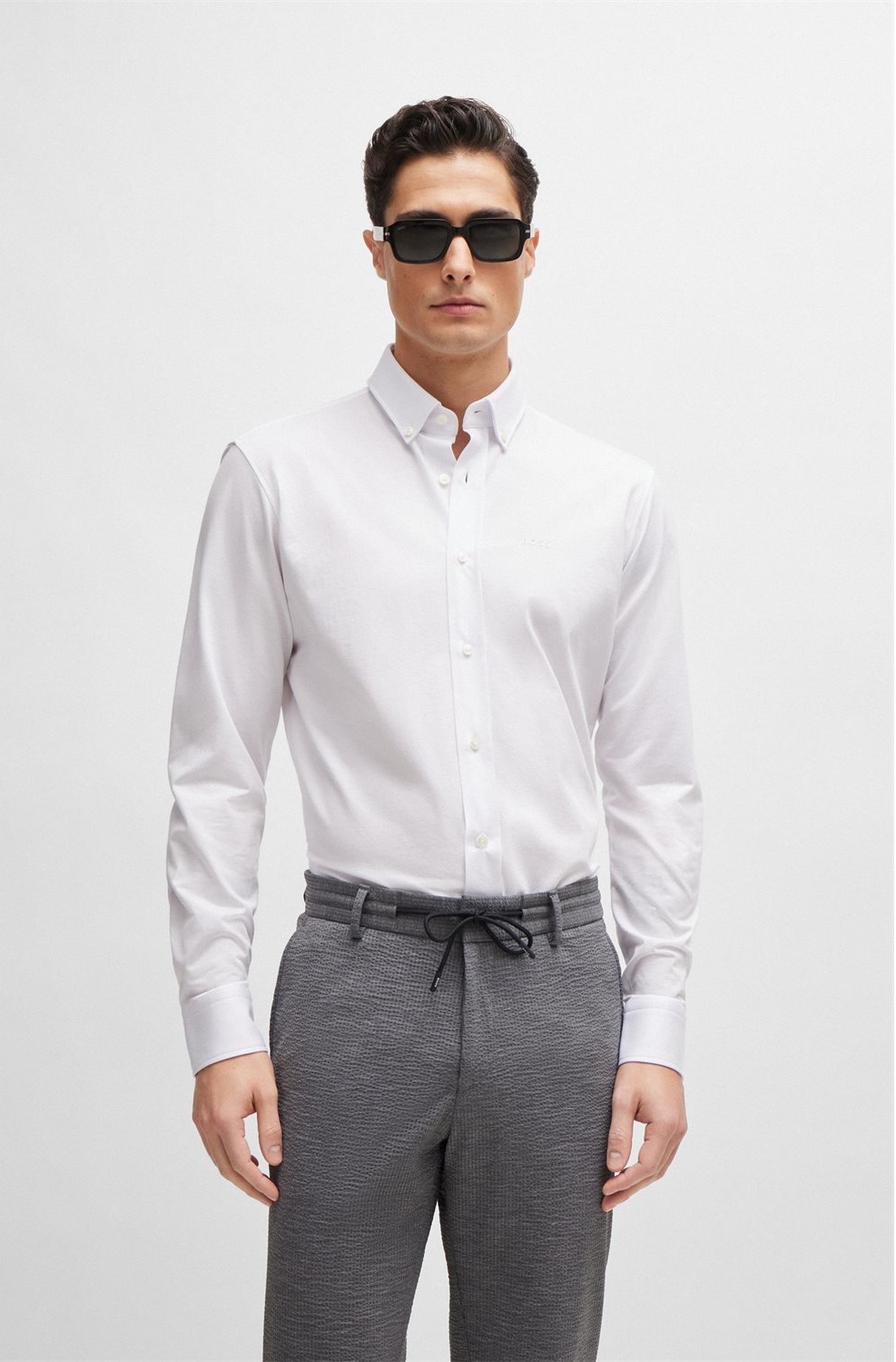 Boss Ανδρικό Πουκάμισο Regular Fit Από Βαμβάκι Και Πολυεστέρα Με Κεντημένο Λογότυπο