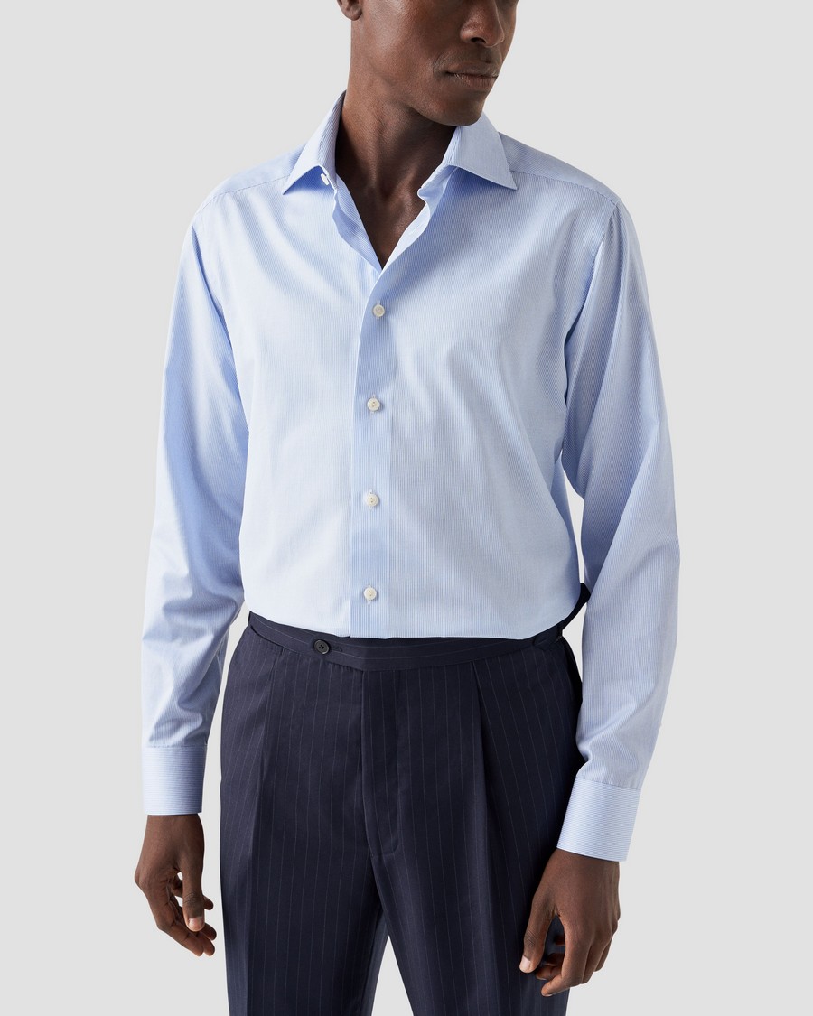 Eton Ανδρικό Πουκάμισο Fine Stripe Signature Twill Slim Fit σε Γαλάζιο φωτογραφία
