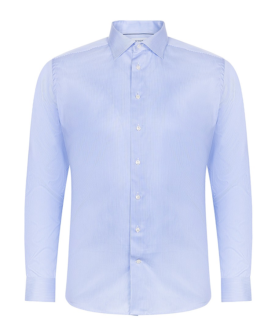 Eton Eton PLUS SIZE Ανδρικό Πουκάμισο Βαμβακερό Regular Fit σε Ριγέ Γαλάζιο