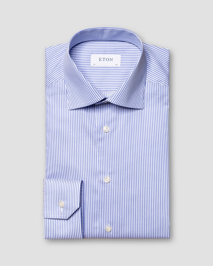 Eton Ανδρικό Πουκάμισο Fine Striped Twill Slim Fit σε Μπλε φωτογραφία
