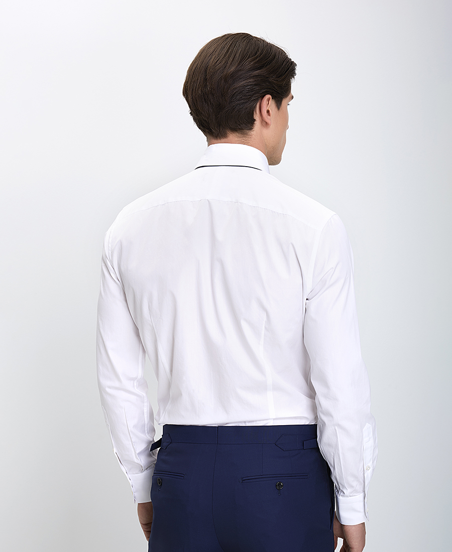 Hd x Vardas Ανδρικό Μακρυμάνικο Πουκάμισο Βαμβακερό Slim Fit σε Λευκό φωτογραφία