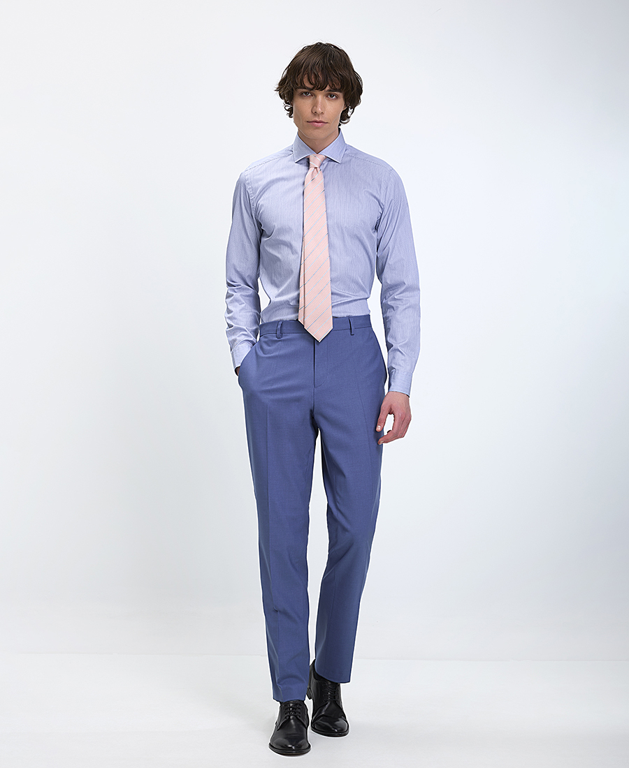 CC Corneliani Ανδρικό Πουκάμισο Slim Fit Βαμβακερό Μπλε Ριγέ φωτογραφία